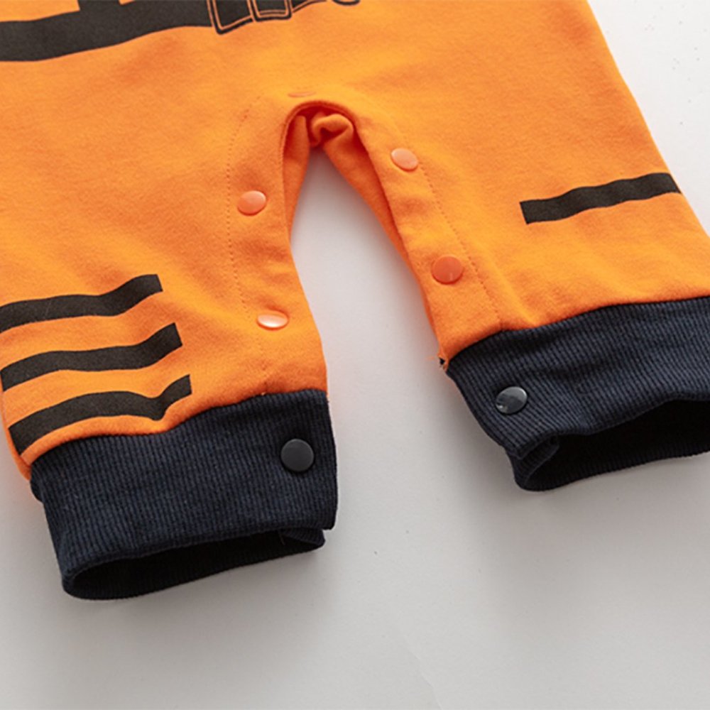 Orange Astronaut Cotton Cosplay Short Sleeve Hooded Romper - Picture 3 of 3